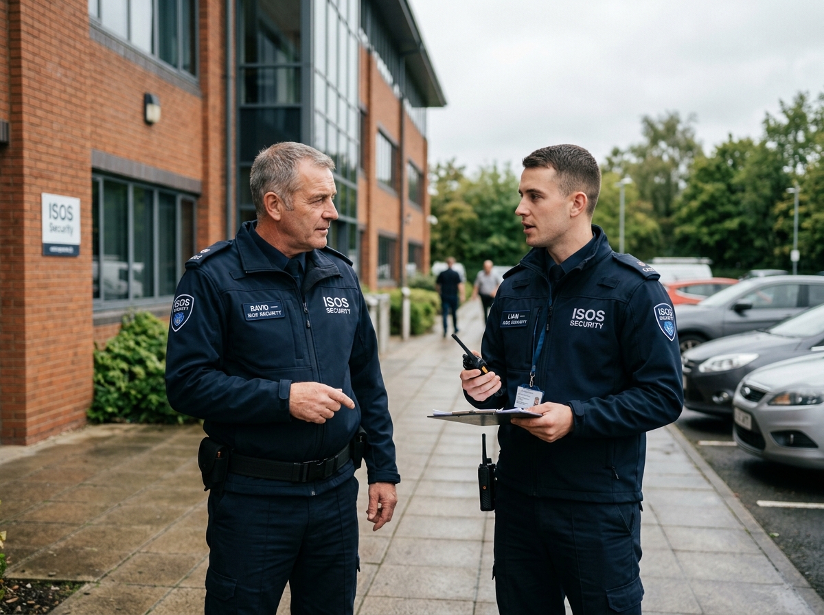 SIA licensed manned guarding Nottingham officers on duty protecting a commercial site