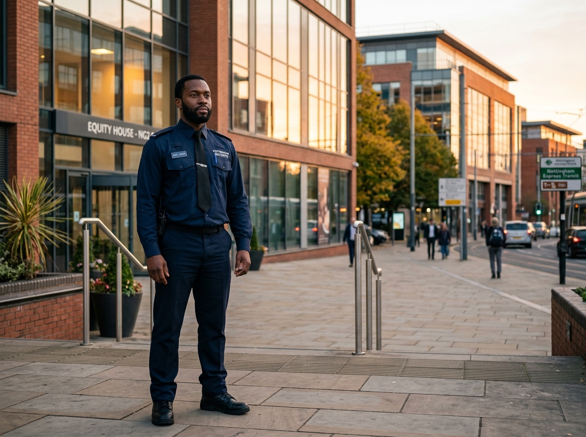 SIA licensed security guards Nottingham on duty at a commercial premises